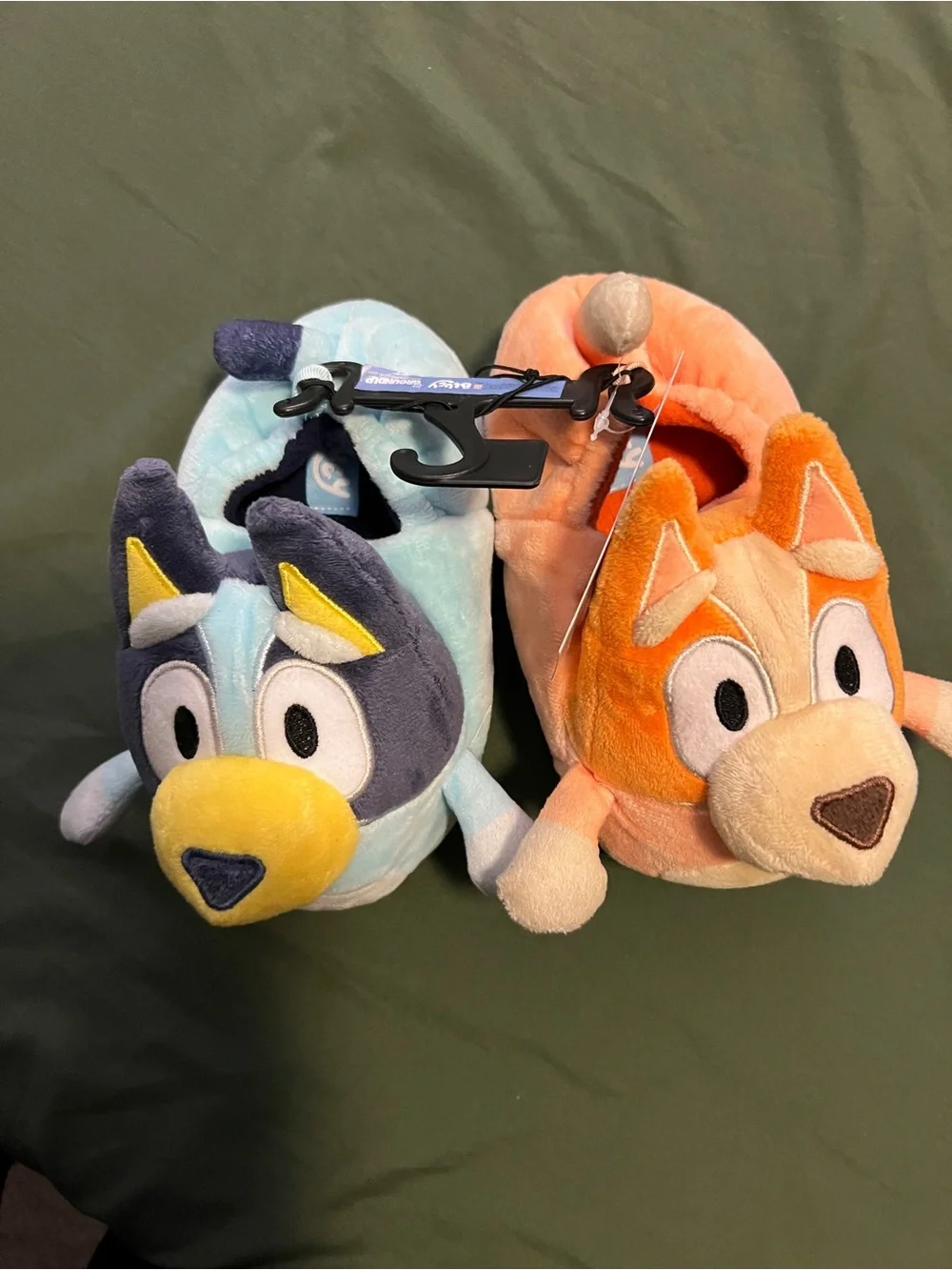 Kids Plush Bluey Slippers in Blue and Orange Size 11/12